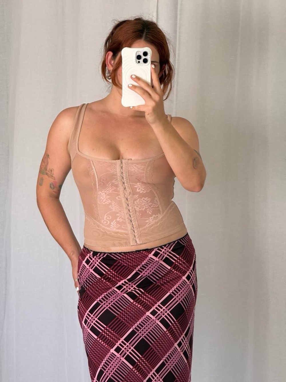 ✦ Vintage Nude Lace Shapewear Corset Top ✦